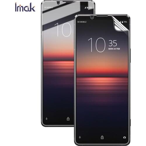 Imak 2pcs Sensitive Transparent Hydrogel Thin Film for Sony Xperia 10 II /Xperia 1 II 3D Full Cover Curved Soft Screen Protector