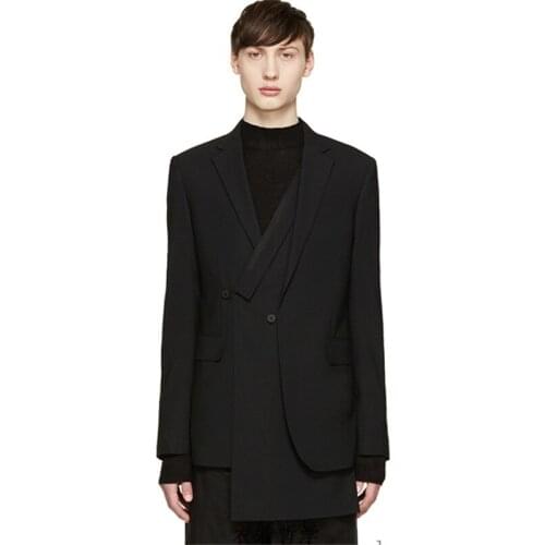 Custom clothing 2018 New design mens stitching suit with double - breasted suit with irregular double collar coat size S-6XL