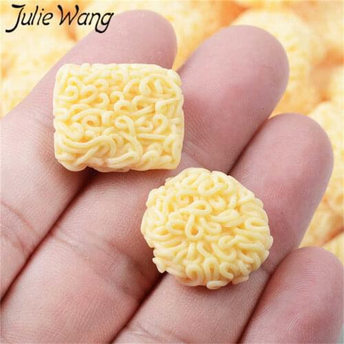 Julie Wang 20PCS Resin Small Instant Noodles Charms Artificial Food Jewelry Making Accessory Table Decoration Props