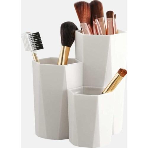 3 Lattices Cosmetic Make-up Brush Storage Box Makeup Nail Polish Cosmetic Holder Make Up Tools Pen Holder Rack Table Organizer