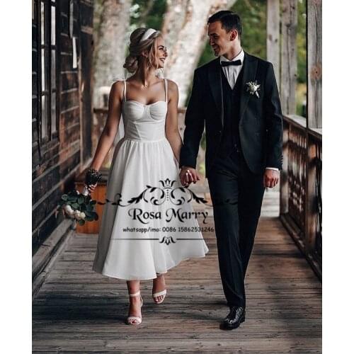 Modest Plus Size Short Wedding Dresses 2020 A Line Tea Length Country Beach Greek Style Cheap Bridal Gown Vestido De Novia