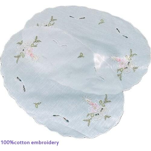 HOT white 100%cotton Lace Embroidery table place mat Christmas pad Cloth placemat cup napkin coaster doily kitchen Accessories