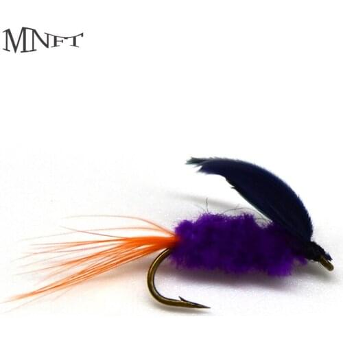 MNFT 10Pcs Purple Bee Small Insects Fly Hooks Trout Flies Fly Fishing Hooks 12