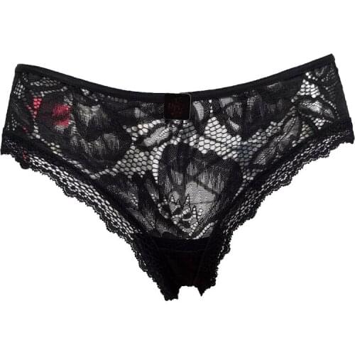 Fashion Black Sexy Hollow Out Low-Rise Cross Straps Lace Panties Women Underwear Brief for Female/Lady Lingerie BR070