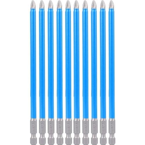 10Pcs Drill Bit Set Wear Resistance Magnetic Anti-Rust Anti Slip Electric Screwdriver Bit (PH2 150Mm)