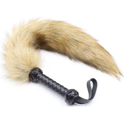 New fox tail whip handle flogger spanking bondage Slave tool Role Play SM couple game flirting sex toy