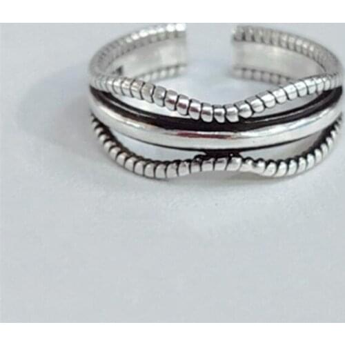 New Simple Temperament Fresh Twist Vintage Smooth Wave 925 Sterling Silver Jewelry Personality Opening Rings SR551