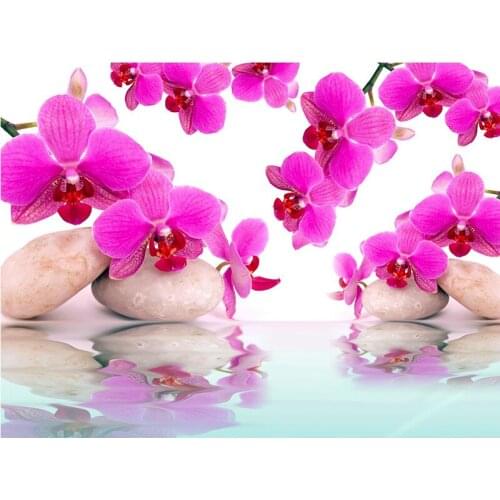 Orchid, Diamond Embroidery, Mosaic, Wall Decoration, DIY, Rhinestone, Diamond, Cross Stitch, Flower Series, Gift