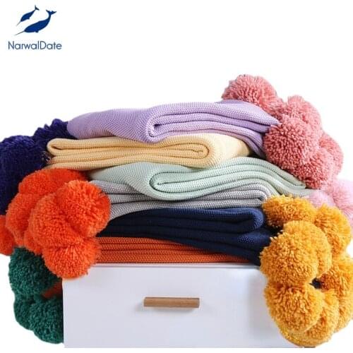 Plaid Knitted Throw Blanket Sofa Bed Air Conditioner Nordic Childrens Rugs In Crochet Ball Chunky Mexican Blankets for Beds