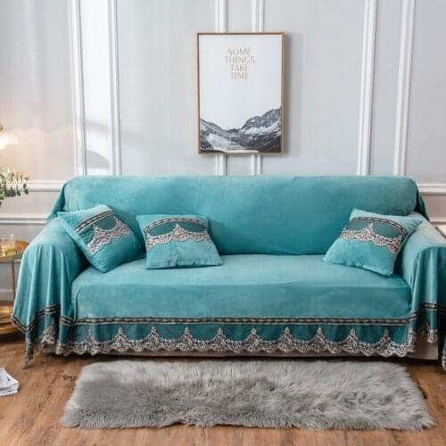 All-inclusive Flannel sofa cover lace edge couch cover for sofa Furniture Protector Slipcovers for Living Room
