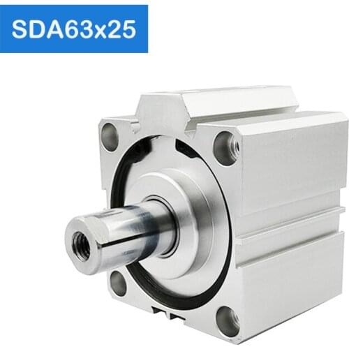 SDA63*25, 63mm Bore 25mm Stroke Compact Air Cylinders SDA63X25 Dual Action Air Pneumatic Cylinder