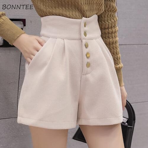 Shorts Women Single Breasted Design Classy Lady Elegant Charm All-match Pure Teenagers Casual Mujer 2020 Spring BF Oversized 3XL