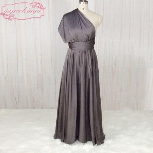 SuperKimJo Cheap Bridesmaid Dresses for Weddings One Shoulder Silver Gray Long Wedding Party Dresses Vestido De Madrinha