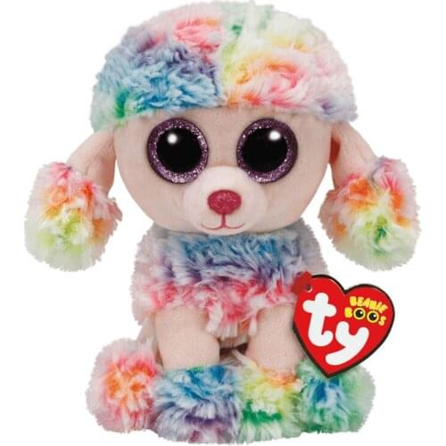 Ty Beanie Boos Big Eyes Rainbow The Poodle Plush Animal Cute Toys Stuffed Doll Birthday Gift For Kids 15cm