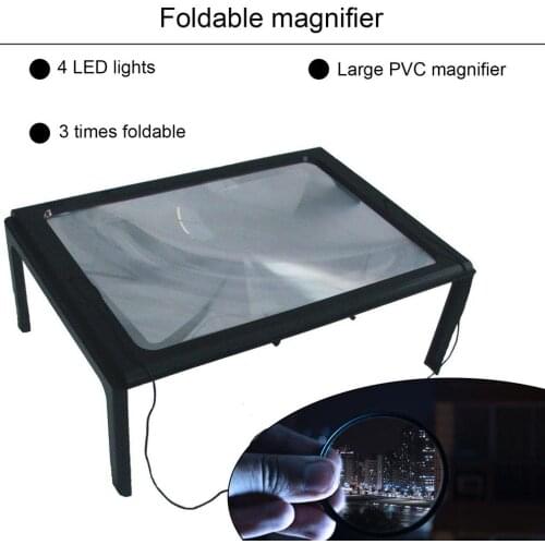 Full Page Large 3X Table Hands Free Desk Foldable Magnifying Glass Magnifier for Reading Sewing Knitting