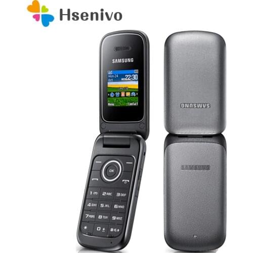 Original Samsung E1190 GSM 1.43 Inches 800mAh Mini-SIM Black Only Refurbished Cellphone Unlocked Old Flip Mobile Phone