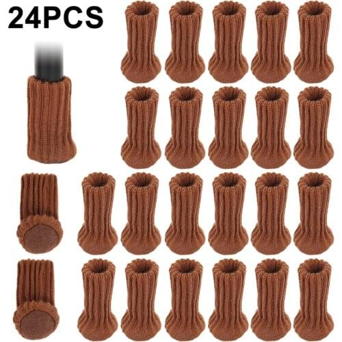 24PCS Knitted Chair Leg Socks Furniture Table Feet Leg Floor Protectors Covers Floor Protection Pads Moving Noise Reduction