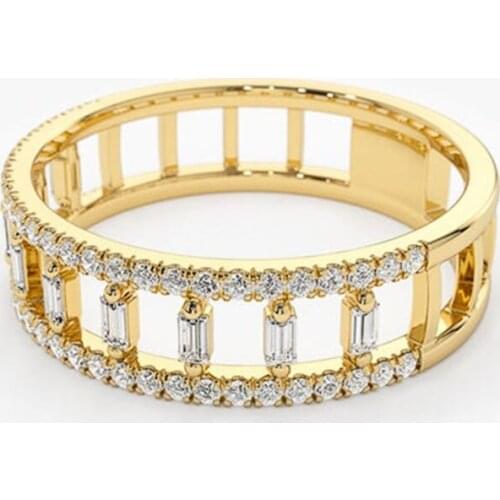 Retro Rose Gold Silver Color Wedding Ring Charm Hollow Geometric Engagement Ring Cute Female White Crystal Stone Rings For Women