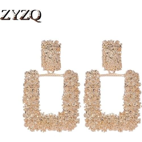 ZYZQ Hot Selling Exquisite Drop Earrings High Quality Trendy Geometric Party Accessories With Rough Surface Wholesale Earrings