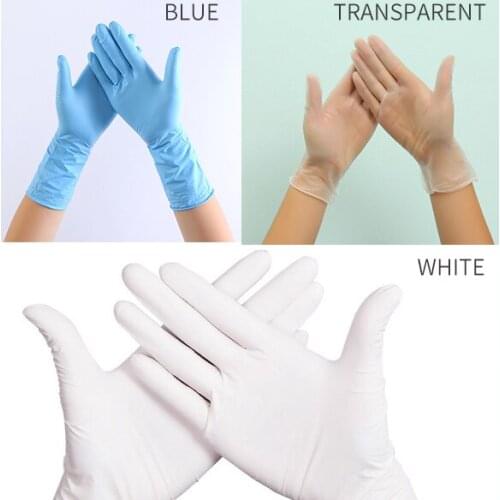 100PCS Disposable Transparent Latex Rubber Gloves Cleaning Food Gloves Waterproof Gloves Household Universal Nitrile Gloves