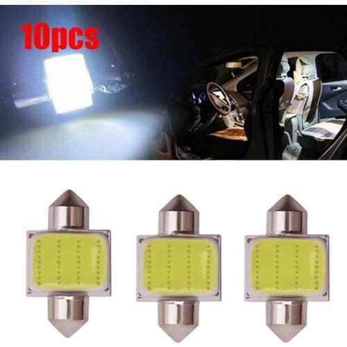 2/10PCS White 31mm 12SMD COB LED Reading Lamp Car License Plate Car Light Illumination Trunk Roof Light 180 Interior Reading Led