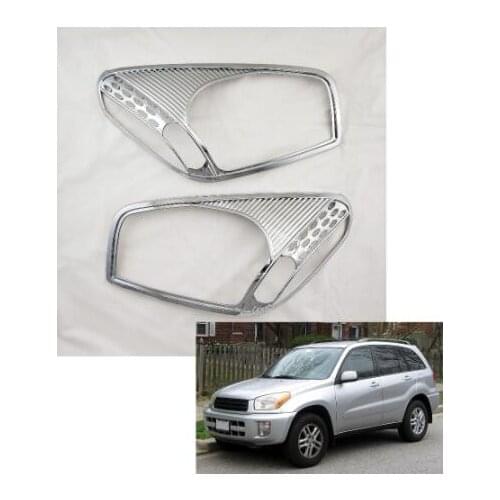 2Pcs ABS Chrome Head light Cover Trim For Toyota XA20 RAV4 2000-2005 Head Lamps Shell Frame Decoration