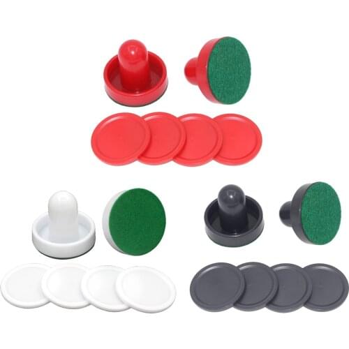 2PCS Plastic Air Hockey Pushers and 4PCS Pucks Replacement for Game Tables Goalies Equipment Accessories