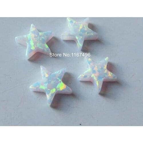 20pcs/lot op17 Snow white 10mm Star Stone Drilled Synthetic fire 5 Star Opal Stone for opal necklace