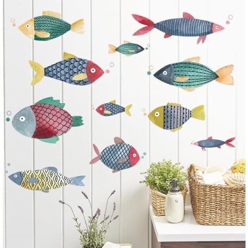 2020 New Fish Bathroom Kids Room Home Decoration Wall Sticker Waterproof Picture Wall Art adesivo de parede