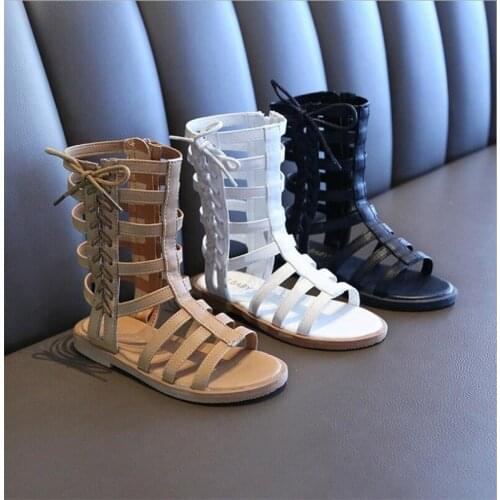 2021new hot Girls summer sandals High-top Fashion Roman Open toe Sandals Girls Soft bottom non-slip classic princess shoes 21-30