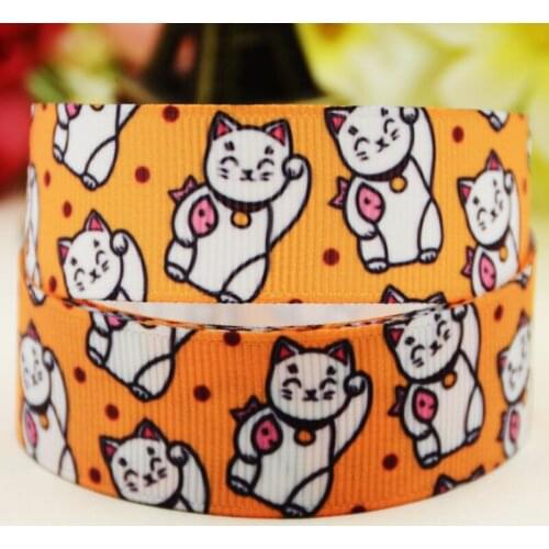22mm 25mm 38mm 75mm Plutus cat Cartoon printed Grosgrain Ribbon party decoration 10 Yards X-03790