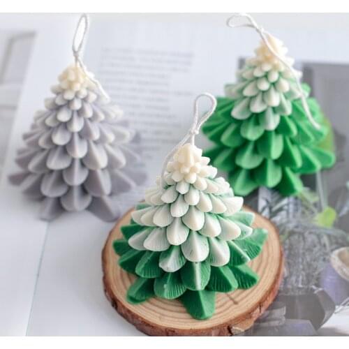 3D DIY Christmas Pine Candle Mold Christmas Tree Scented Candle Silicone Mold Candle Making Resin Mould Soap Form Plaster Mold