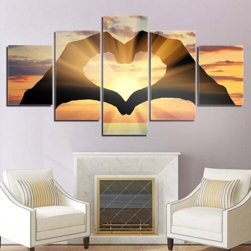 5 Pieces Wall Pictures Modular Canvas Painting Love Sunset Sunshine Posters and Prints Living Room Bedroom Home Decoration Mural