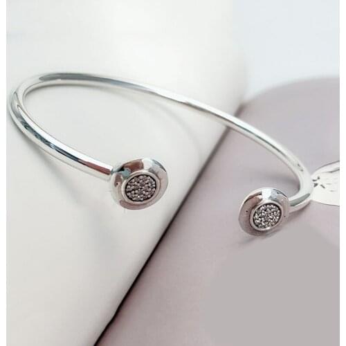 Authentic 925 Sterling Silver Pan Bracelet New Classic Opening Round Hot Bangle Fit Diy Charm Women Jewelry