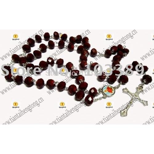 FREE SHIPPING 5PCS/PACK red crystal bead rosary bead/ rosary necklace/ saint rosary special offer