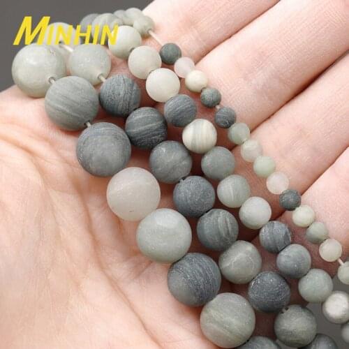 MINHIN Matte Green Grass Stone Beads For Jewelry Making 4 6 8 10mm Loose Spacer Beads Natural Stone Beads for DIY Bracelets
