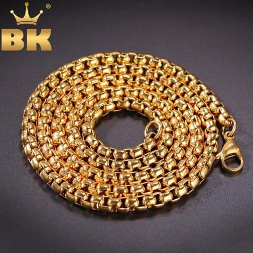 Stainless Steel 3mm/5mm Top Quality Box Chain Necklace For Men Women Gold/White Gold Color Fashion Jewelry Drop Shipping