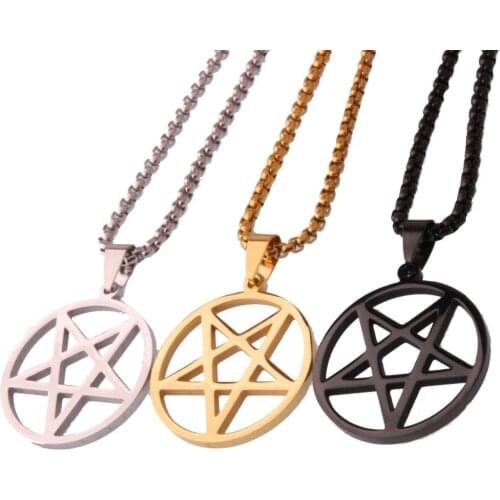 Star pendant Necklace for men Women Stainless Steel Box Chain including Top Quality 30mm
