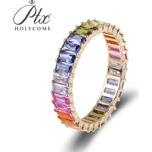 Moissanite Row Rings 925 Sterling Silver Gemstone Rainbow Emerald Cut Prong Setting Jewelry Engagement Wedding Rings Customized