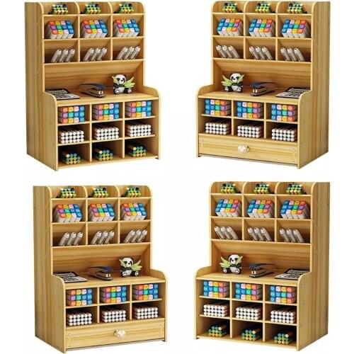 Wooden Pencil Organizer Multi-function Desktop Pen Holder Office School Stationery Storage Stand Case Makeup Pencil Organizer