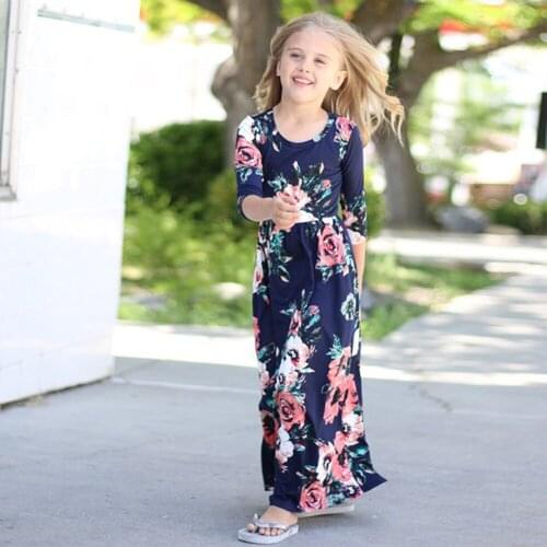 Girls Long Dress 2021 Fashion Trend Bohemian Dress For Girls Beach Tunic Floral Summer Maxi Dresses Kids Party Princess Dresses