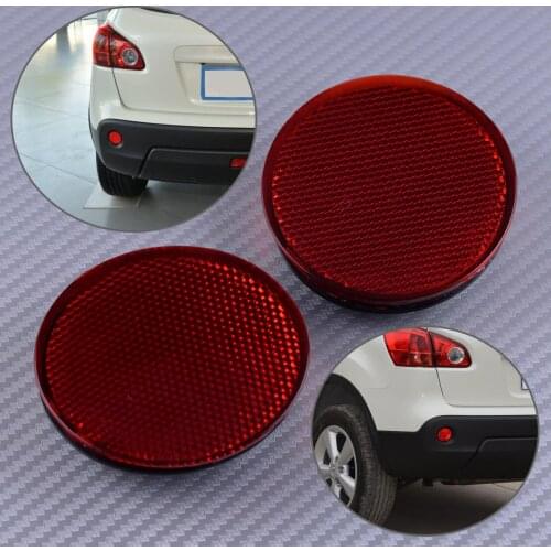 DWCX 2Pcs Car Left & Right Rear Bumper Round Reflectors Red Fit for Nissan QASHQAI 2007 2008 2009 2010 2011 2012 2013 2014 2015