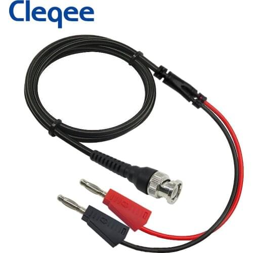 Cleqee P1009 BNC to Dual 4mm Stackable Banana Plug Test Lead 4mm Socket Probe BNC Cable 120CM for Oscilloscope