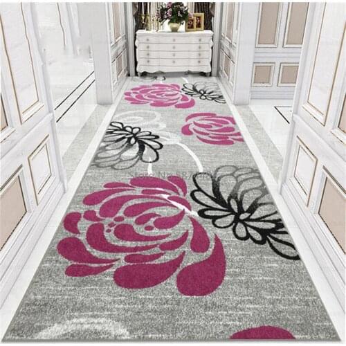 Nordic Flower Hallway Carpet Long Wedding Party Red Rugs Bedroom Living Room Stair Carpet Home Hotel Decor Carpets Custom Made
