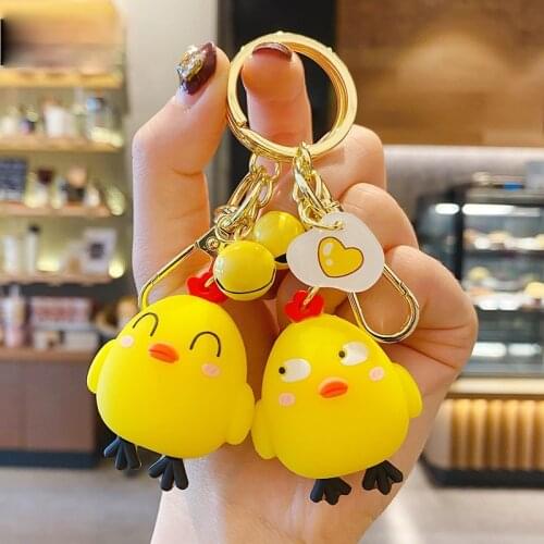 2021 Hot Sale Kawaii Cartoon DIY chicken key chain female cute trend lovers accessories car key chain ring bag Pendant For Gift
