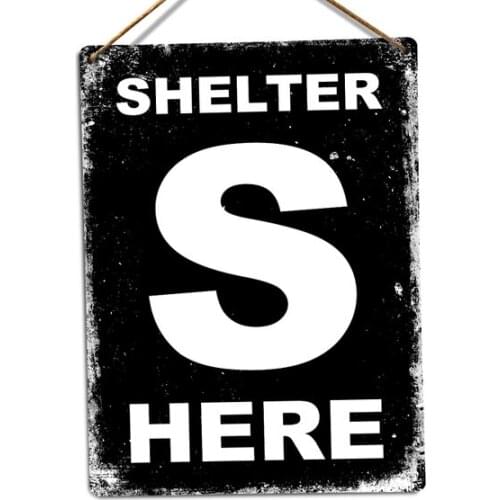 Shelter Here War World WW2 Bomb Nuke Cold Tin Sign Metal Sign Metal Poster