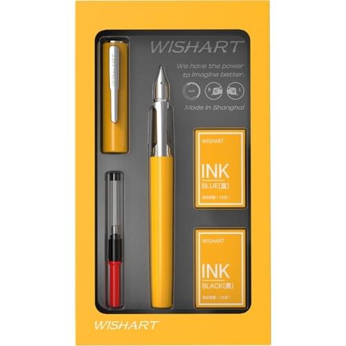 Color Fountain Pen Set With Ink And Transparent Acrylic Box Students Exquisite Business Office Metal Pen