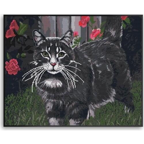 Cut Cat Thread Cross-Stitch Kits DIY Embroidery Needlework for Home Living Room Decorative Paintings DA353