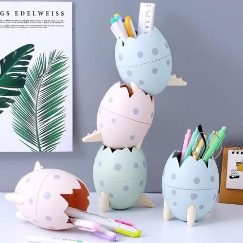 Home Office Desktop Pen Container Pencil Makeup Storage Holder School Stationery Storage Organizer Cute Cartoon Dragon Egg Shape
