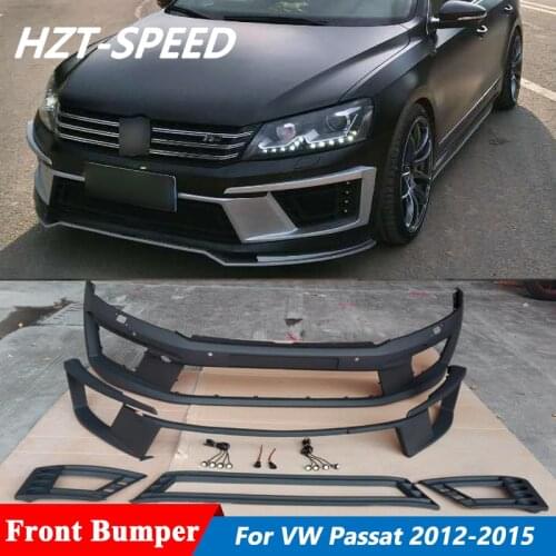 Unpainted PU Material Car Body Kit Front Bumper And Lip For VW Passat Facelift R400 Style 2012-2015